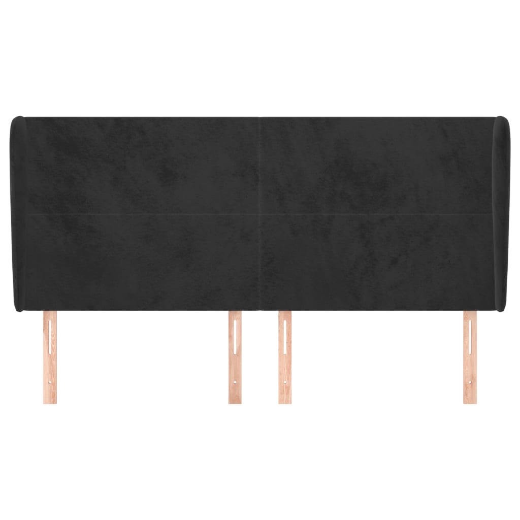 vidaXL Tăblie de pat cu aripioare, negru, 183x23x118/128 cm, catifea