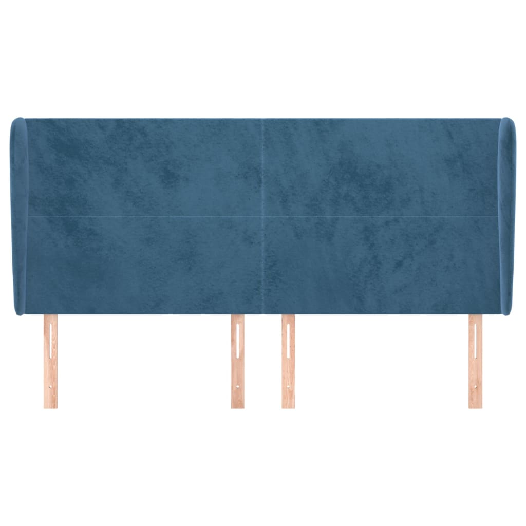 vidaXL Tăblie pat cu urechi albastru închis 183x23x118/128 cm catifea vidaXL Tăblie pat cu urechi albastru închis 183x23x118/128 cm catifea
