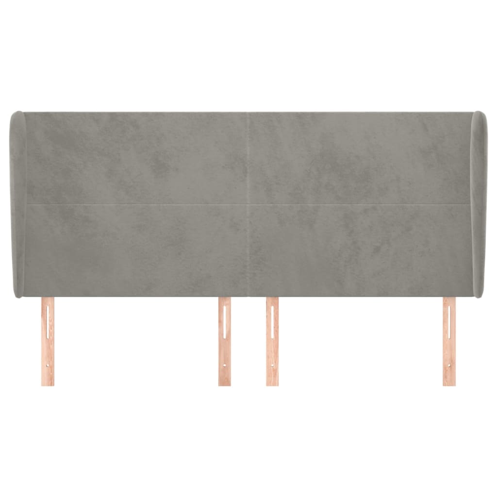 vidaXL Tăblie de pat cu aripioare gri deschis 203x23x118/128cm catifea vidaXL Tăblie de pat cu aripioare gri deschis 203x23x118/128cm catifea