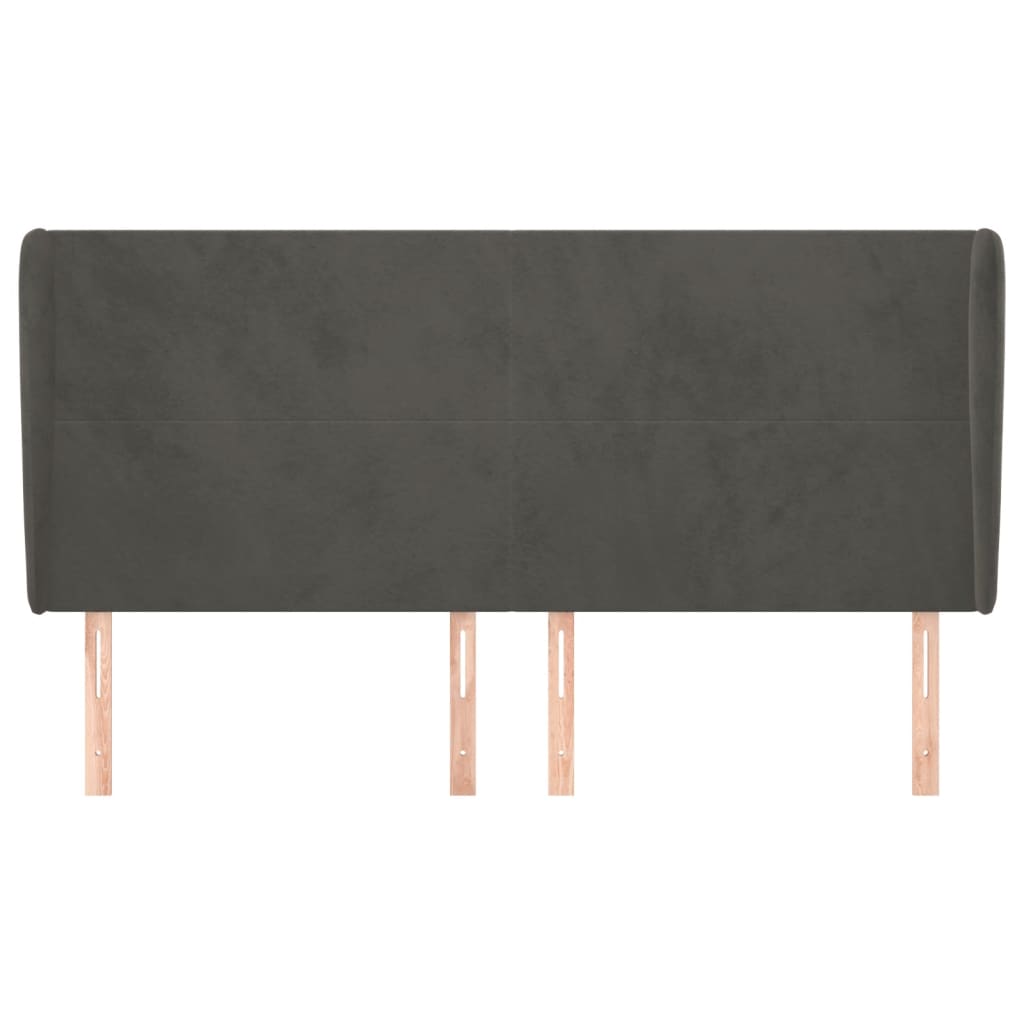 vidaXL Tăblie de pat cu aripioare gri închis 203x23x118/128 cm catifea vidaXL Tăblie de pat cu aripioare gri închis 203x23x118/128 cm catifea