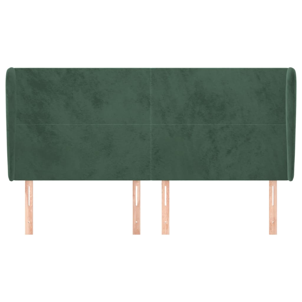 vidaXL Tăblie pat cu aripioare verde închis 203x23x118/128cm catifea vidaXL Tăblie pat cu aripioare verde închis 203x23x118/128cm catifea