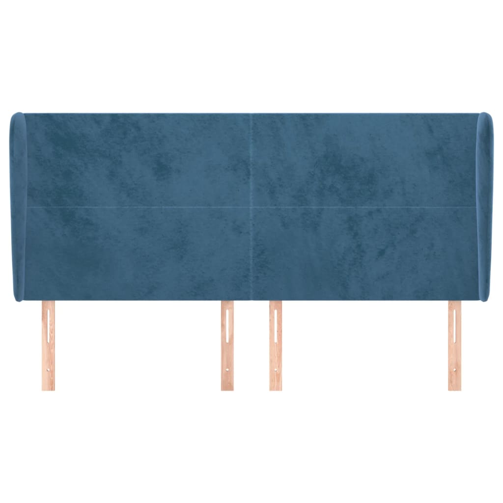 vidaXL Tăblie pat cu urechi albastru închis 203x23x118/128 cm catifea vidaXL Tăblie pat cu urechi albastru închis 203x23x118/128 cm catifea