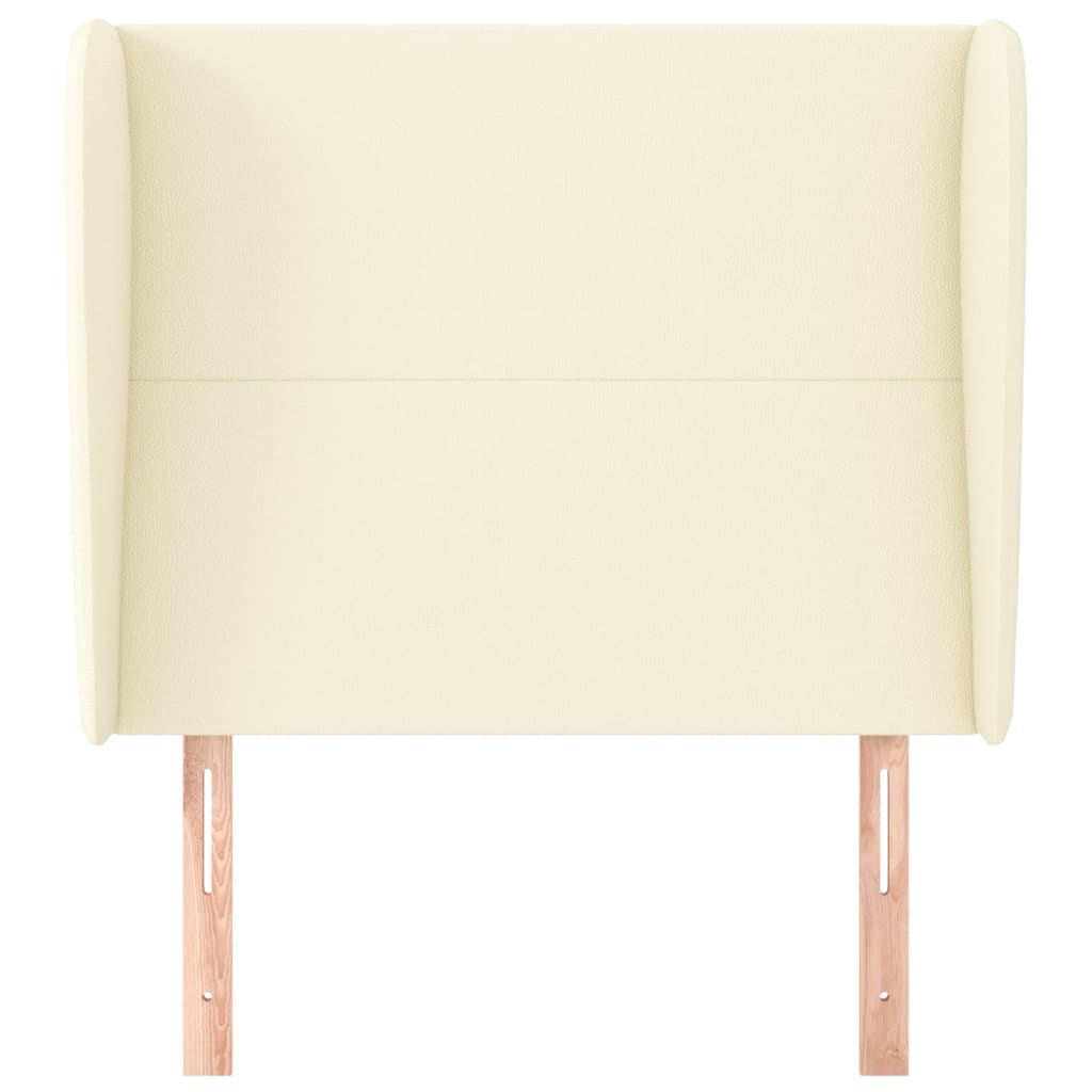 vidaXL Tăblie de pat cu aripioare, crem, 83x23x118/128 cm, piele eco