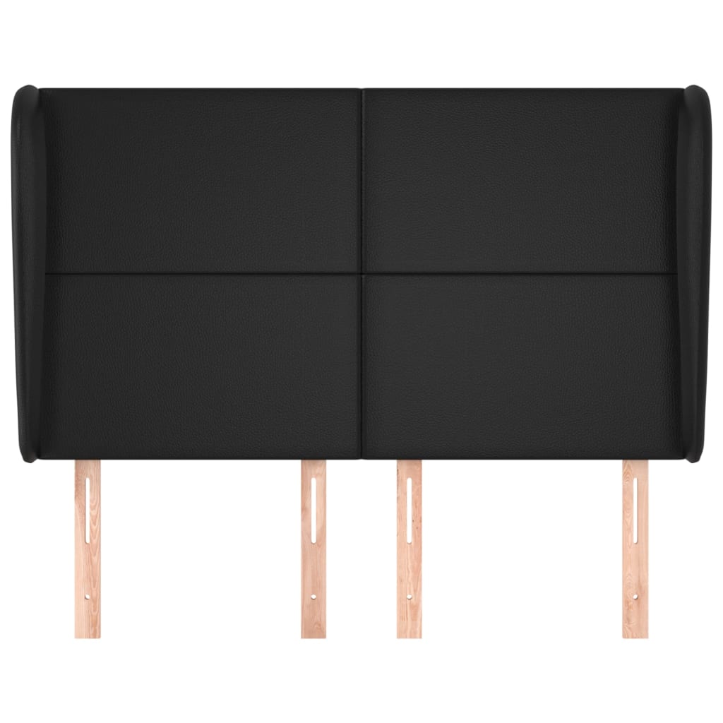 vidaXL Tăblie de pat cu aripioare, negru, 147x23x118/128 cm, piele eco