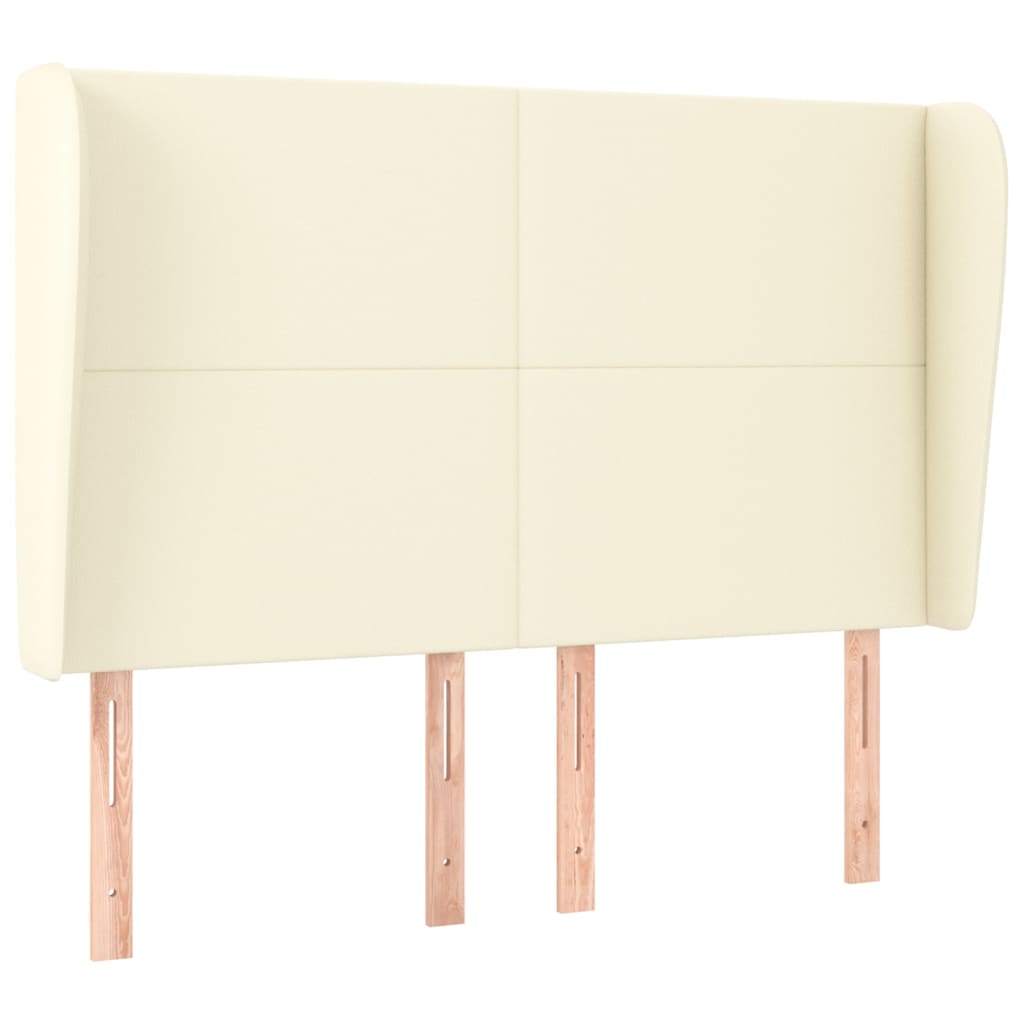 vidaXL Tăblie de pat cu aripioare, crem, 147x23x118/128 cm, piele eco
