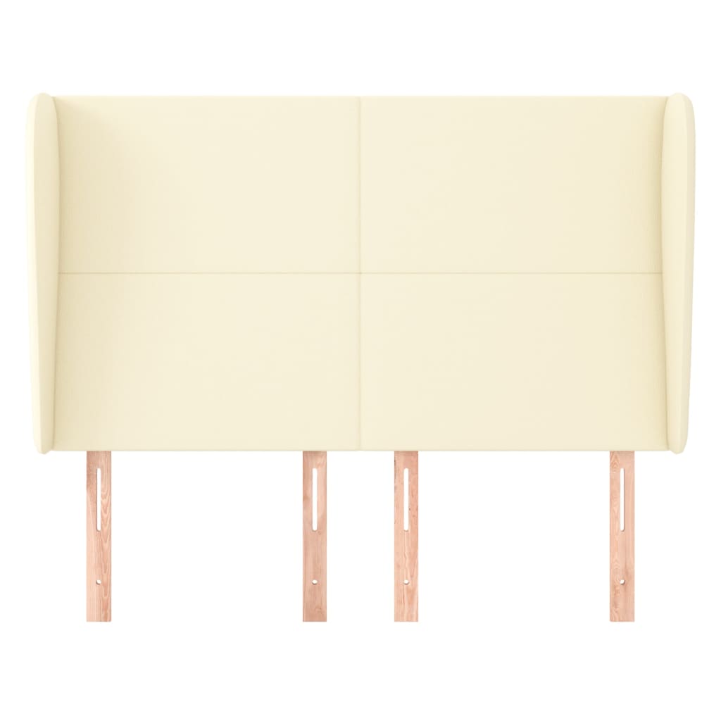vidaXL Tăblie de pat cu aripioare, crem, 147x23x118/128 cm, piele eco