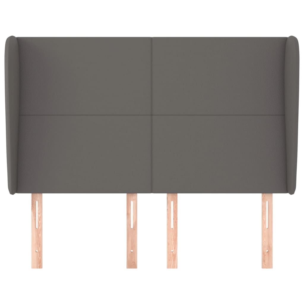 vidaXL Tăblie de pat cu aripioare gri 147x23x118/128 cm piele eco