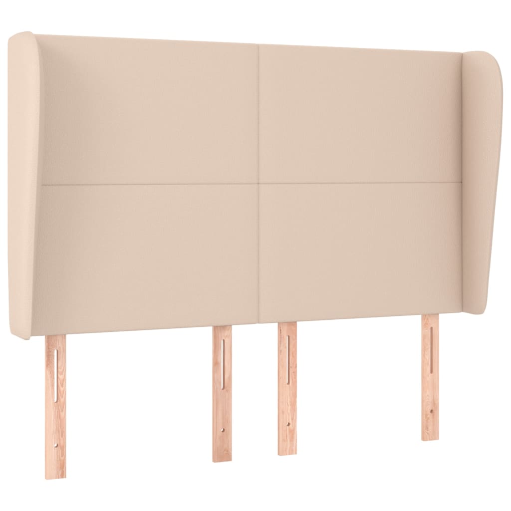 vidaXL Tăblie pat cu aripioare cappuccino 147x23x118/128 cm piele eco vidaXL Tăblie pat cu aripioare cappuccino 147x23x118/128 cm piele eco