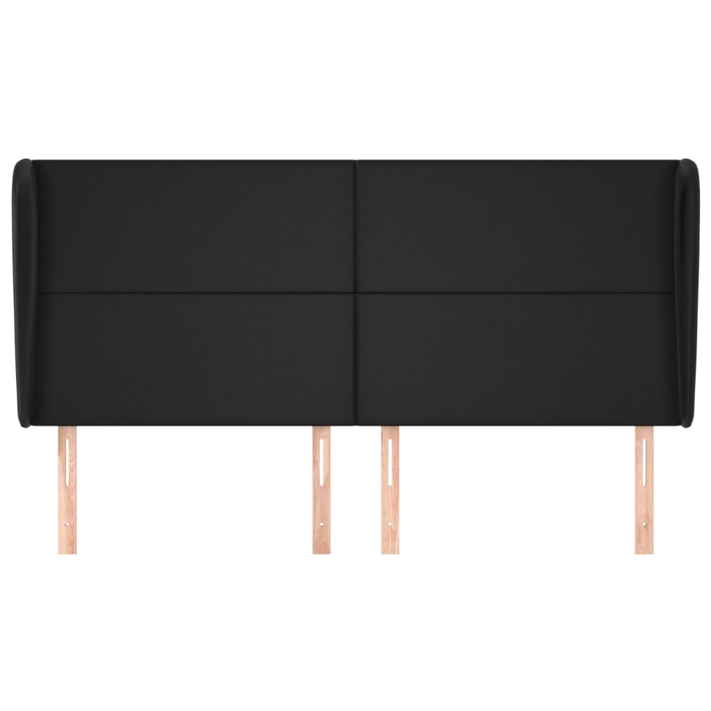 vidaXL Tăblie de pat cu aripioare, negru, 163x23x118/128 cm, piele eco