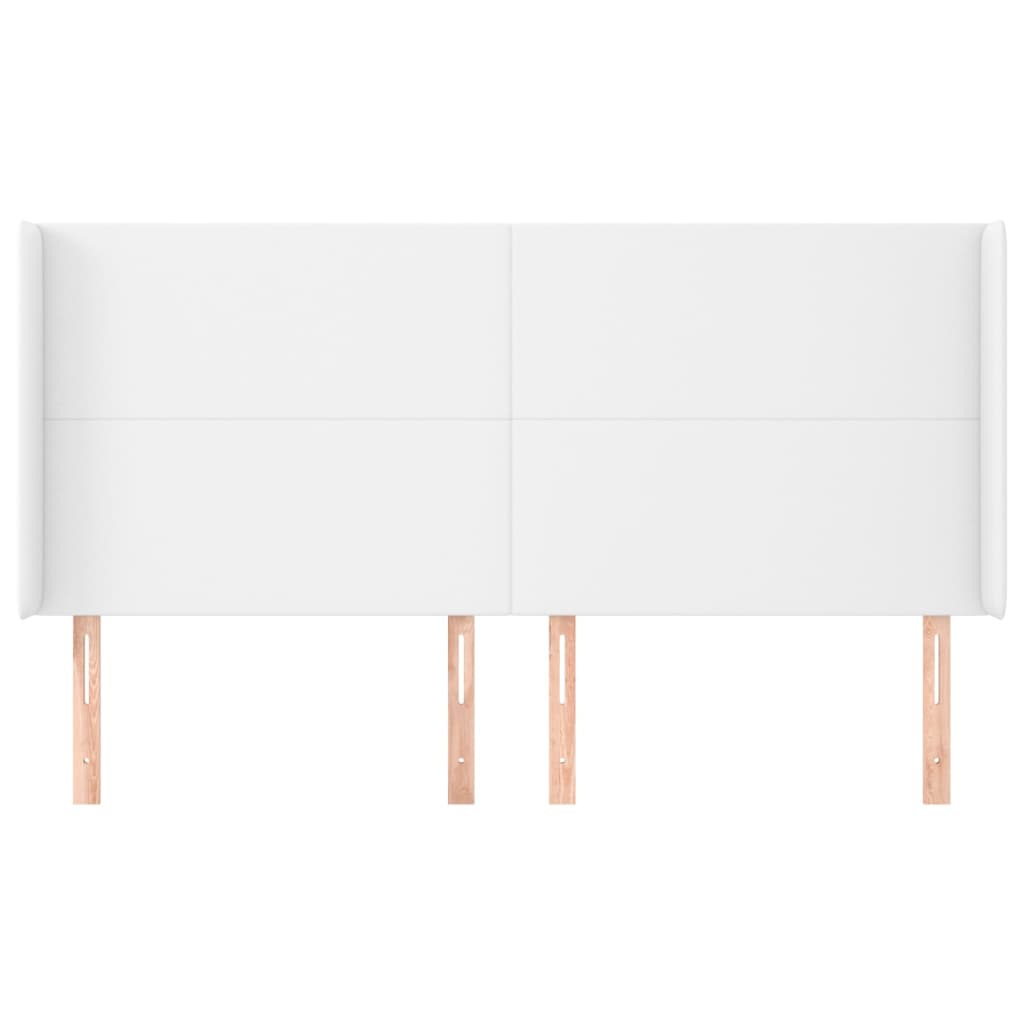 vidaXL Tăblie de pat cu aripioare, alb, 163x23x118/128 cm, piele eco
