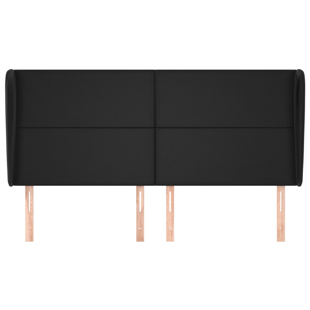 vidaXL Tăblie de pat cu aripioare, negru, 203x23x118/128 cm, piele eco