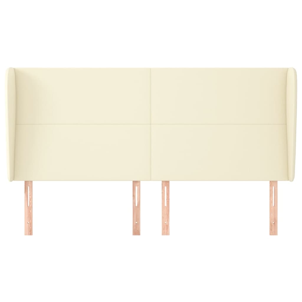 vidaXL Tăblie de pat cu aripioare, crem, 203x23x118/128 cm, piele eco
