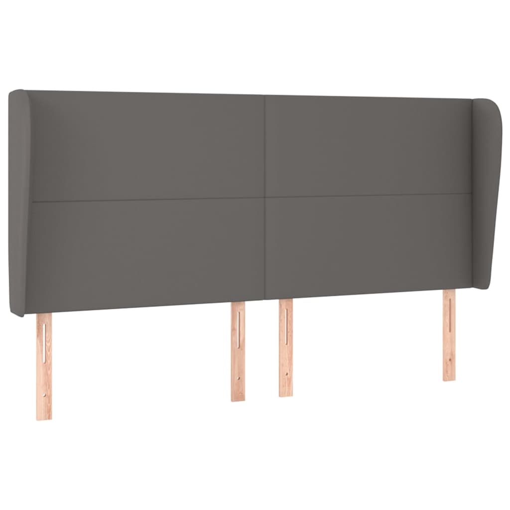 vidaXL Tăblie de pat cu aripioare gri 203x23x118/128 cm piele eco