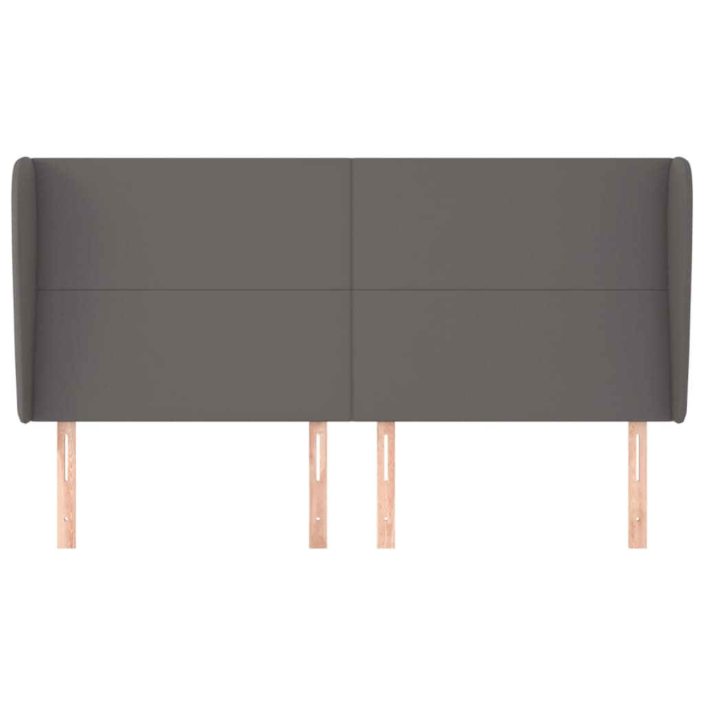vidaXL Tăblie de pat cu aripioare gri 203x23x118/128 cm piele eco