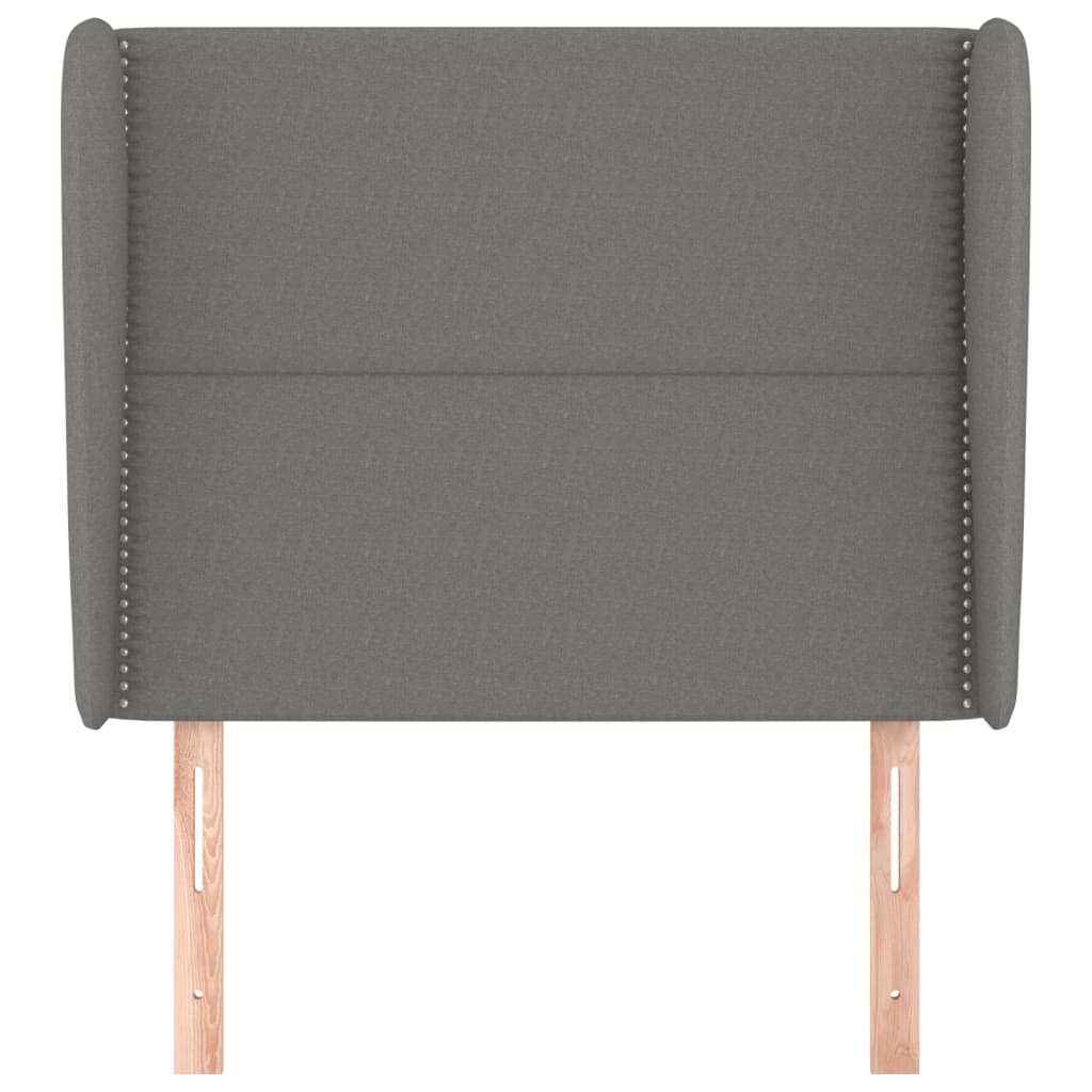 vidaXL Tăblie de pat cu aripioare gri închis 103x23x118/128 cm textil