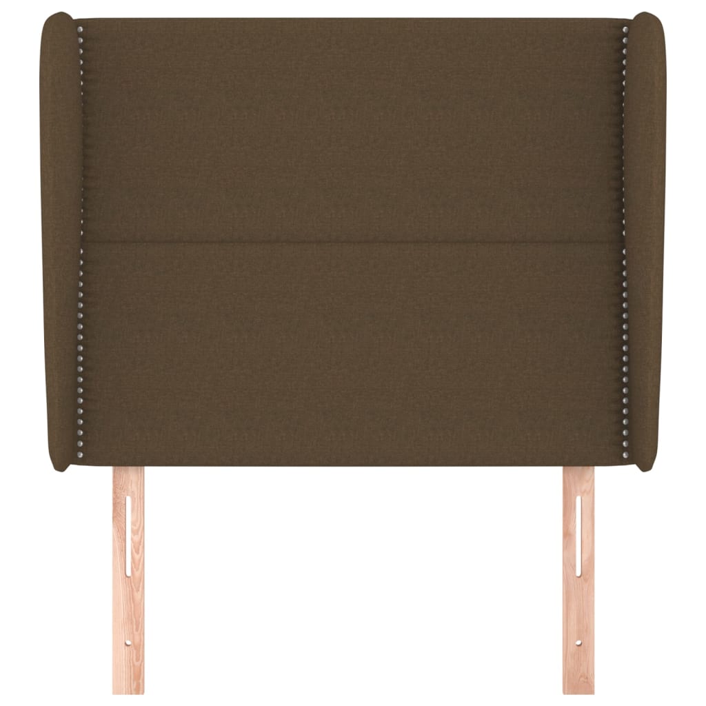 vidaXL Tăblie de pat cu aripioare maro închis 103x23x118/128 cm textil