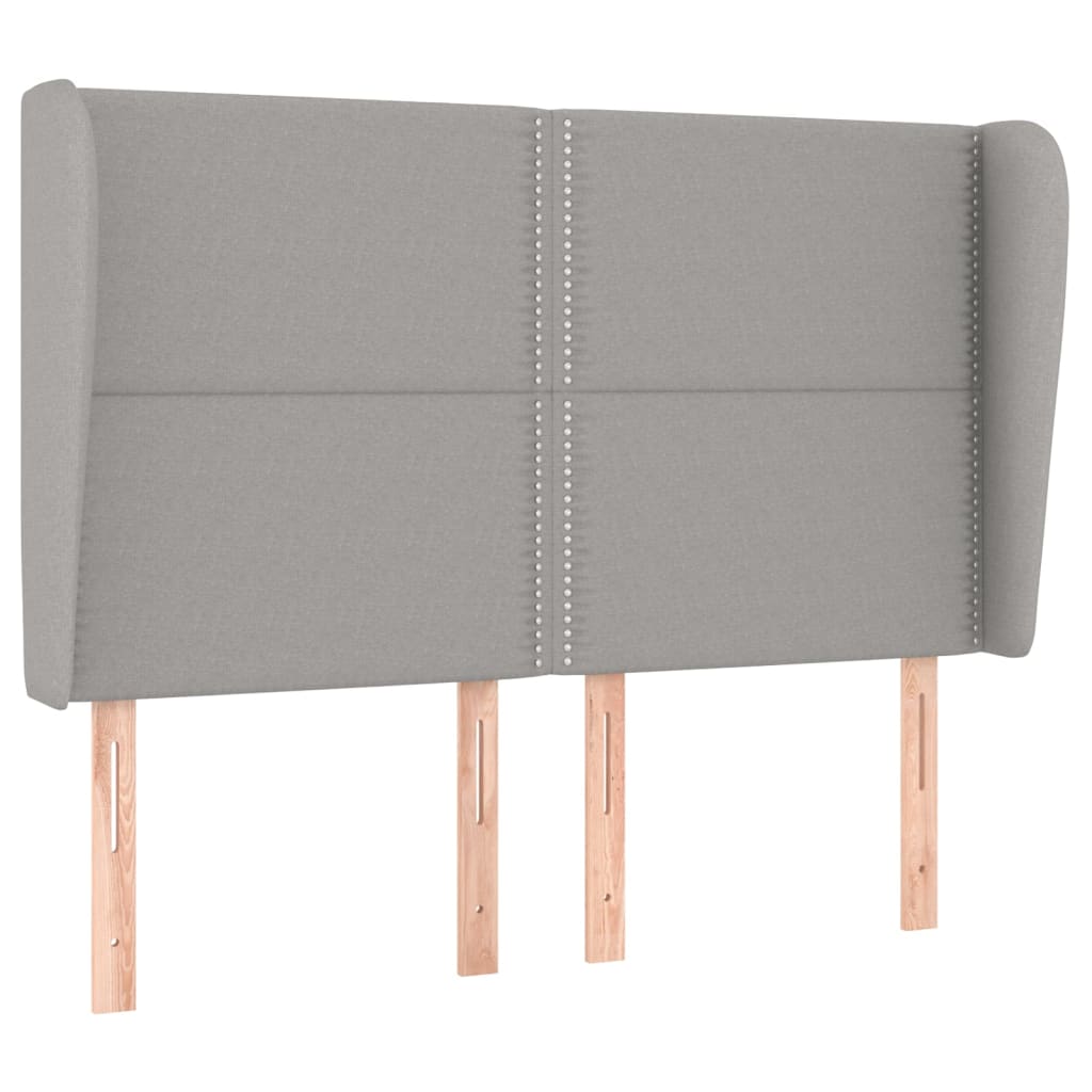 vidaXL Tăblie de pat cu aripioare gri deschis 147x23x118/128 cm textil
