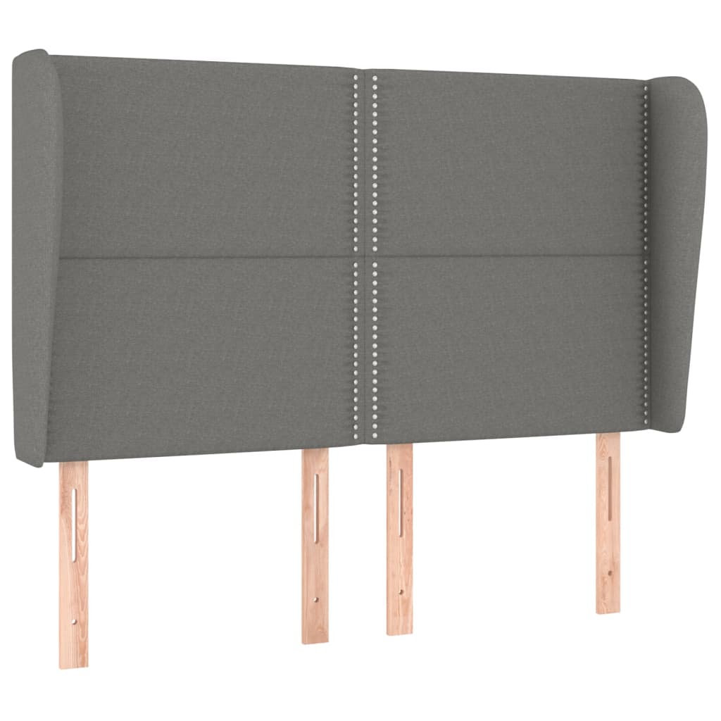 vidaXL Tăblie de pat cu aripioare gri închis 147x23x118/128 cm textil