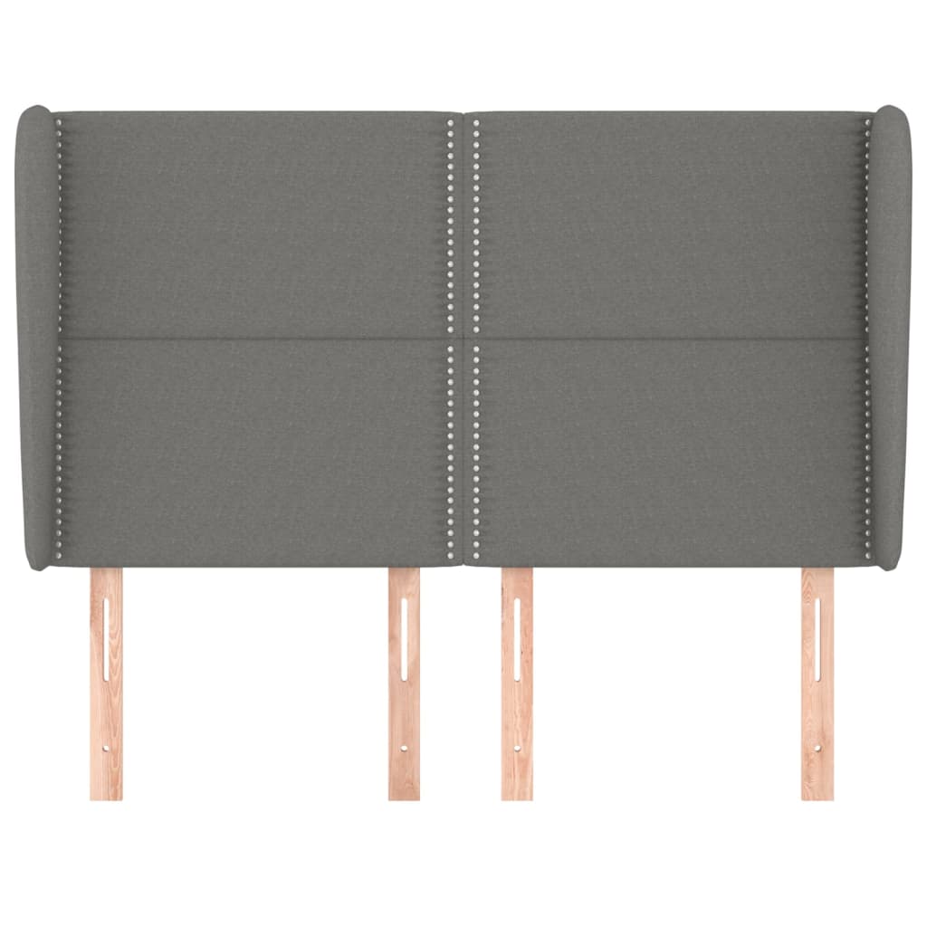 vidaXL Tăblie de pat cu aripioare gri închis 147x23x118/128 cm textil