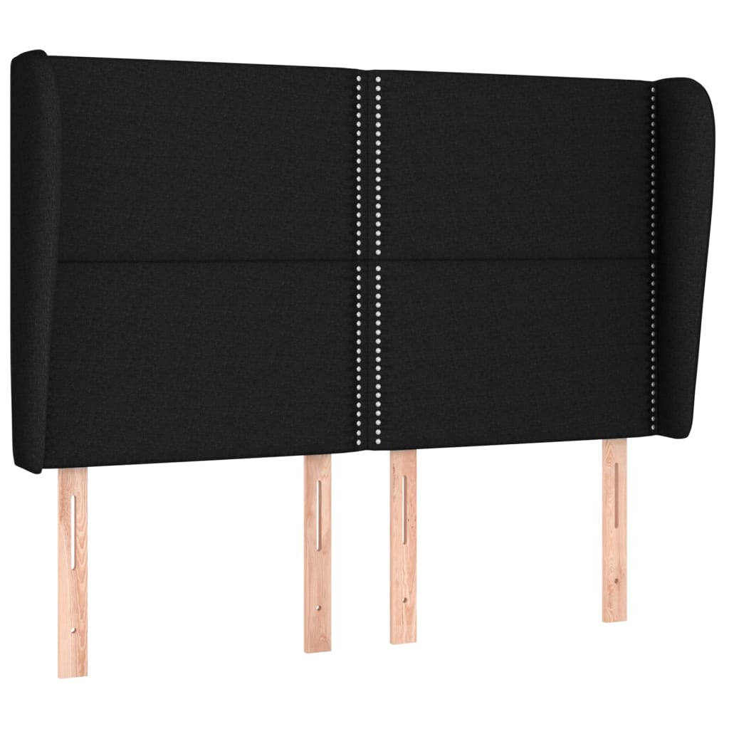 vidaXL Tăblie de pat cu aripioare, negru, 147x23x118/128 cm, textil