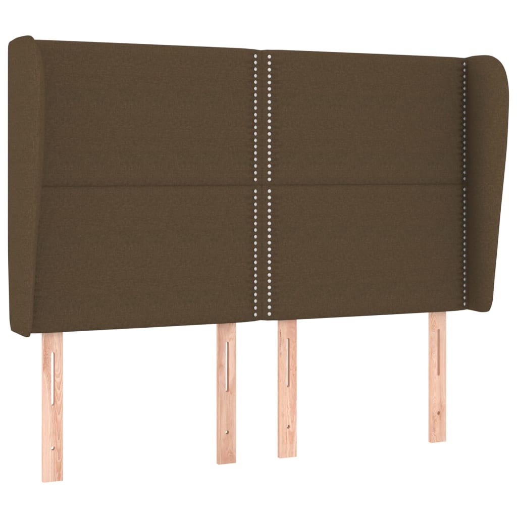 vidaXL Tăblie de pat cu aripioare maro închis 147x23x118/128 cm textil