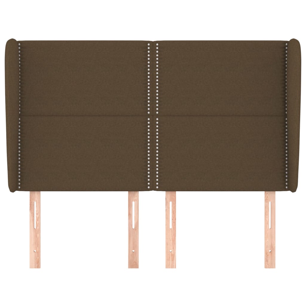 vidaXL Tăblie de pat cu aripioare maro închis 147x23x118/128 cm textil