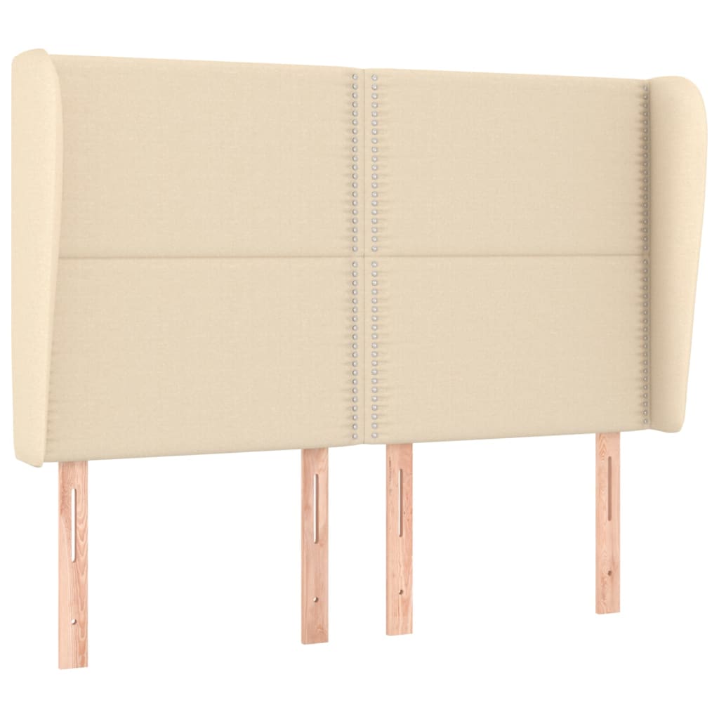 vidaXL Tăblie de pat cu aripioare, crem, 147x23x118/128 cm, textil
