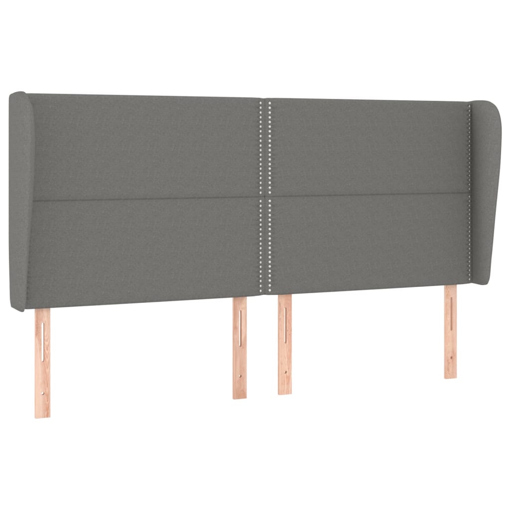 vidaXL Tăblie de pat cu aripioare gri închis 163x23x118/128 cm textil vidaXL Tăblie de pat cu aripioare gri închis 163x23x118/128 cm textil