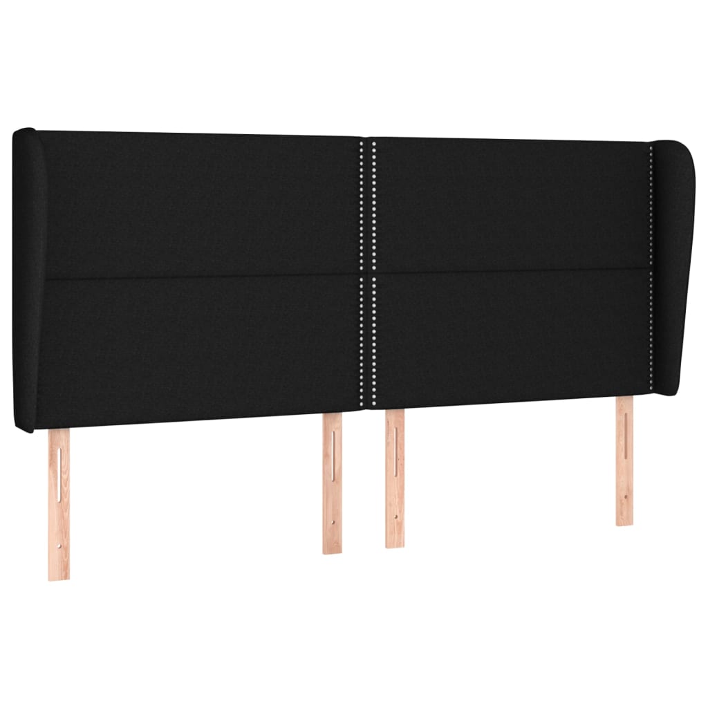 vidaXL Tăblie de pat cu aripioare, negru, 163x23x118/128 cm, textil