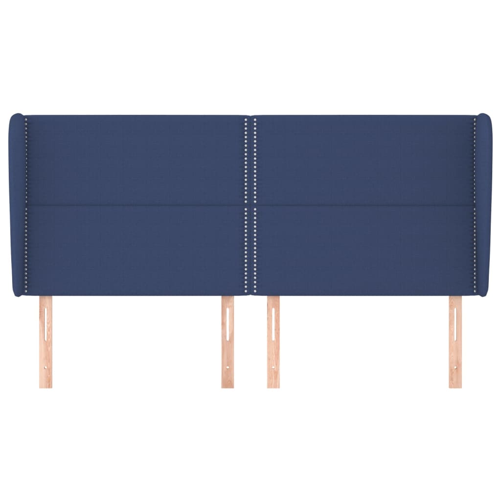 vidaXL Tăblie de pat cu aripioare, albastru, 183x23x118/128 cm, textil