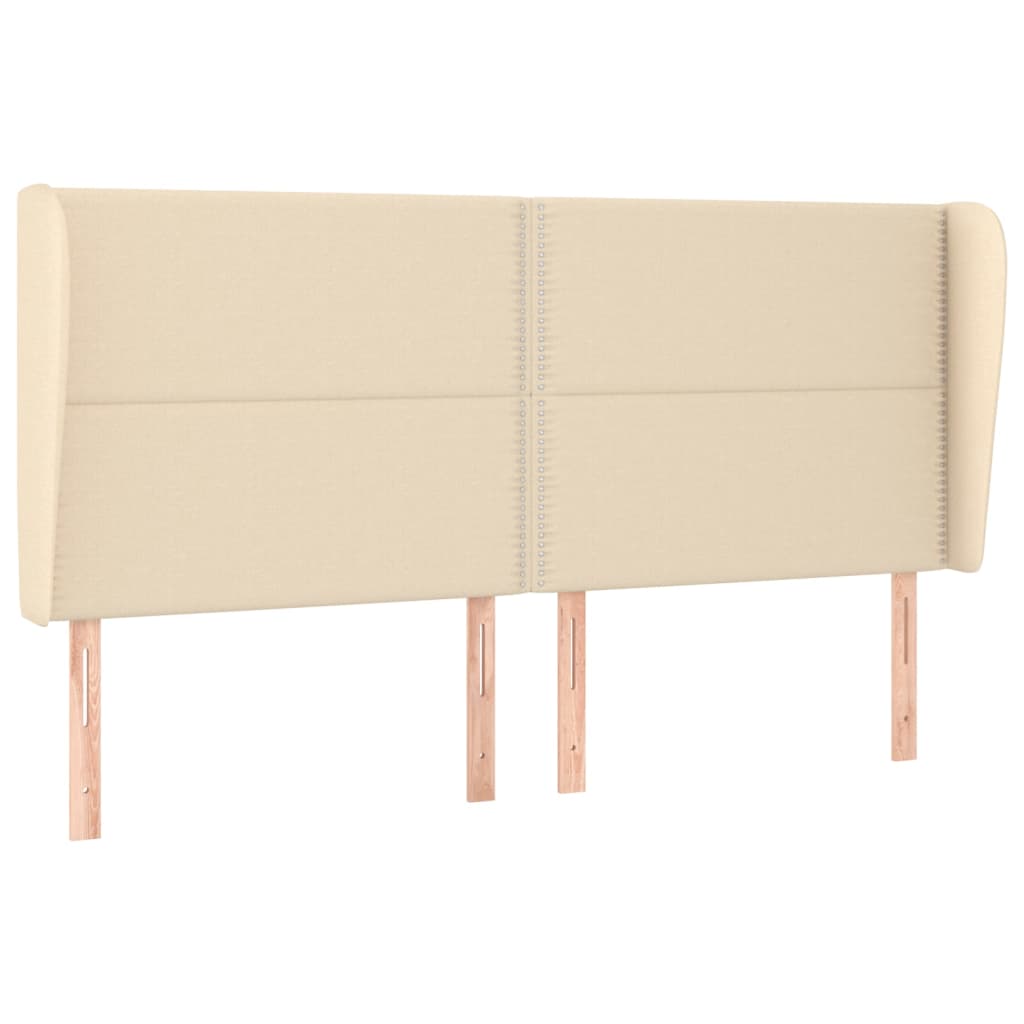 vidaXL Tăblie de pat cu aripioare, crem, 203x23x118/128 cm, textil