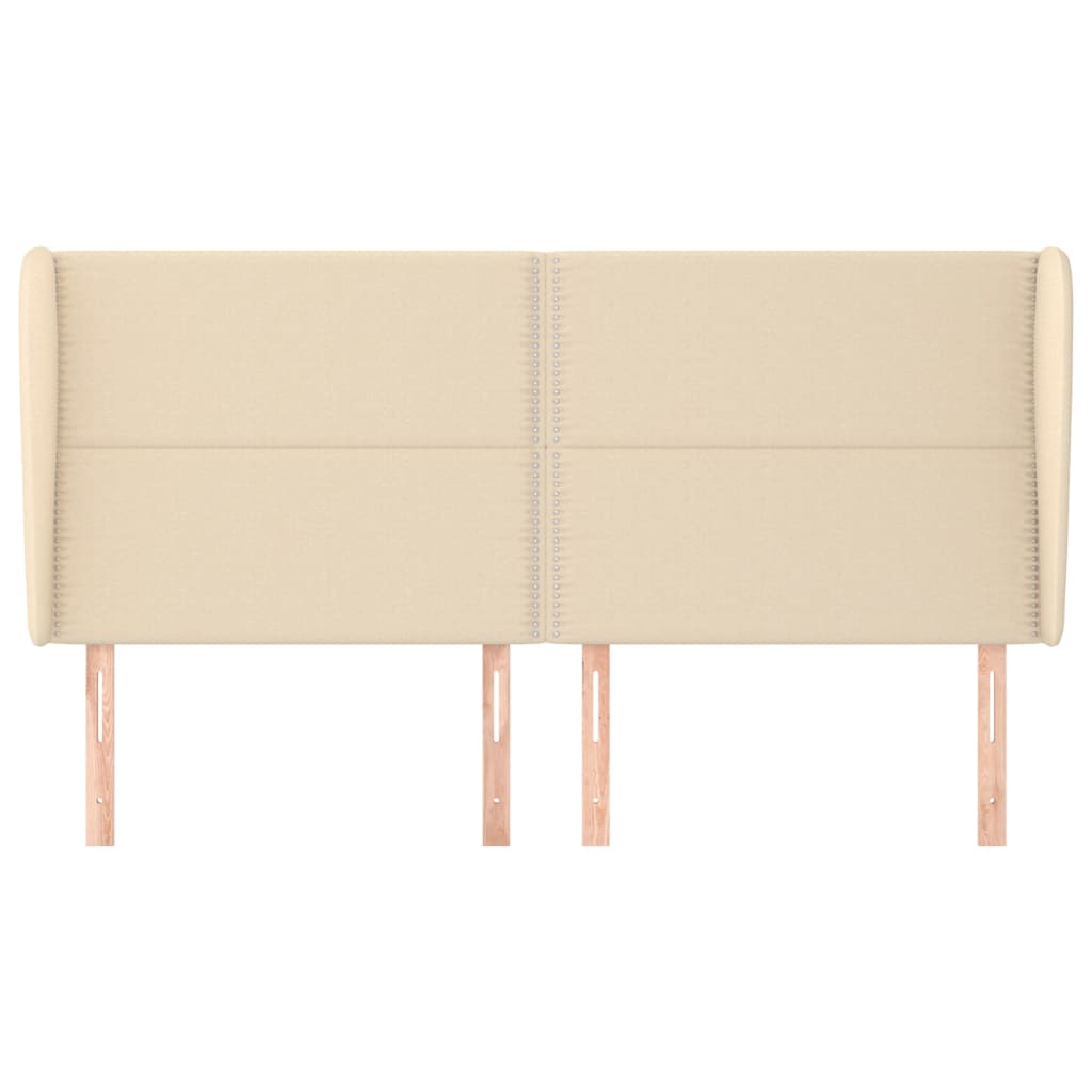 vidaXL Tăblie de pat cu aripioare, crem, 203x23x118/128 cm, textil