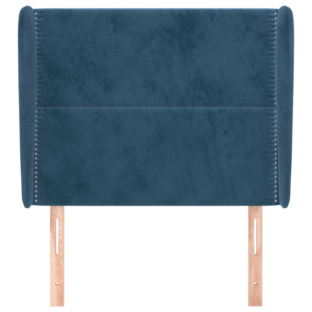 vidaXL Tăblie pat cu aripioare albastru închis 83x23x118/128cm catifea