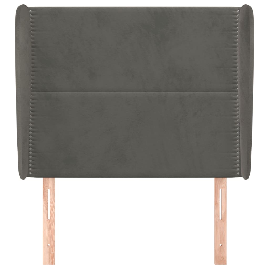 vidaXL Tăblie de pat cu aripioare gri închis 103x23x118/128 cm catifea
