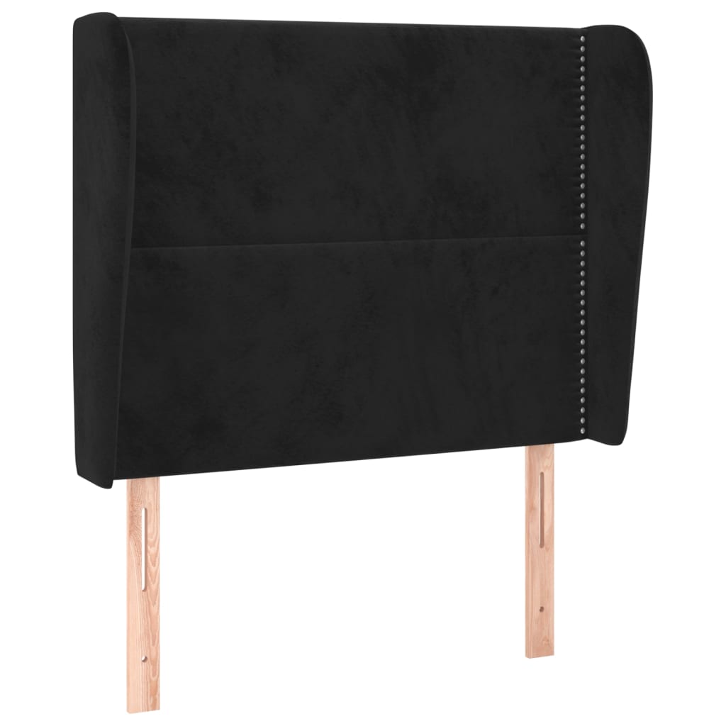 vidaXL Tăblie de pat cu aripioare, negru, 103x23x118/128 cm, catifea
