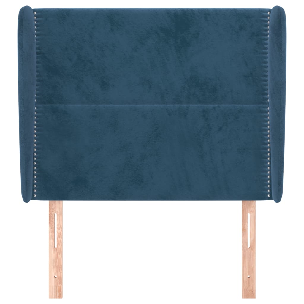 vidaXL Tăblie pat cu urechi albastru închis 103x23x118/128cm catifea vidaXL Tăblie pat cu urechi albastru închis 103x23x118/128cm catifea