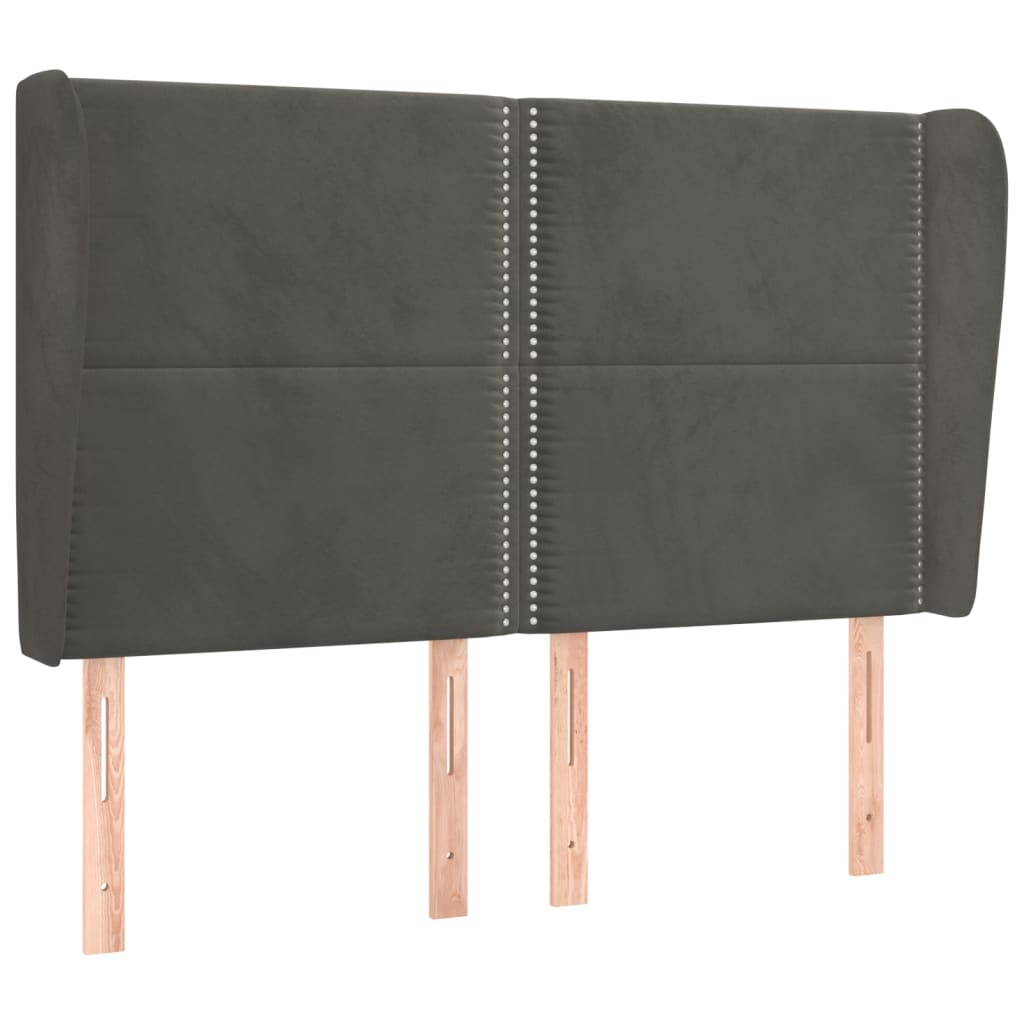 vidaXL Tăblie de pat cu aripioare gri închis 147x23x118/128 cm catifea