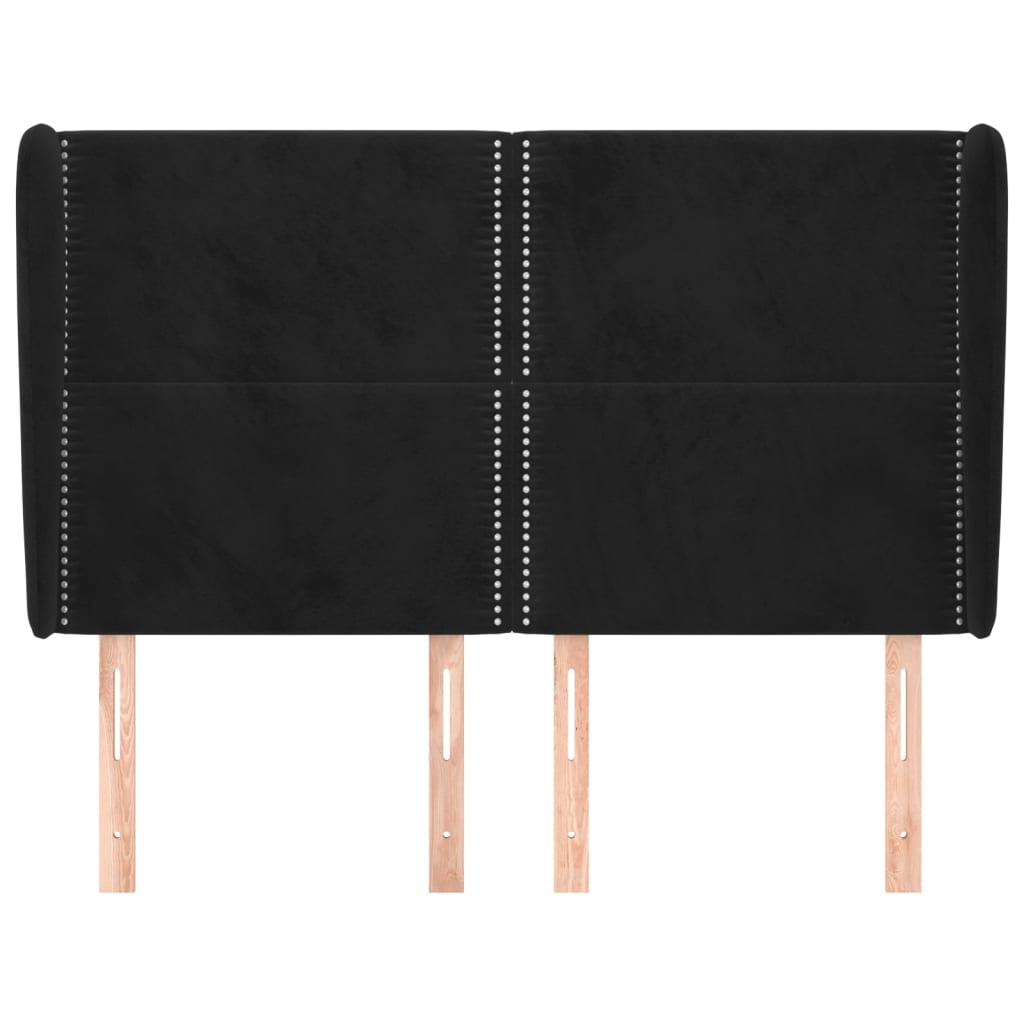 vidaXL Tăblie de pat cu aripioare, negru, 147x23x118/128 cm, catifea