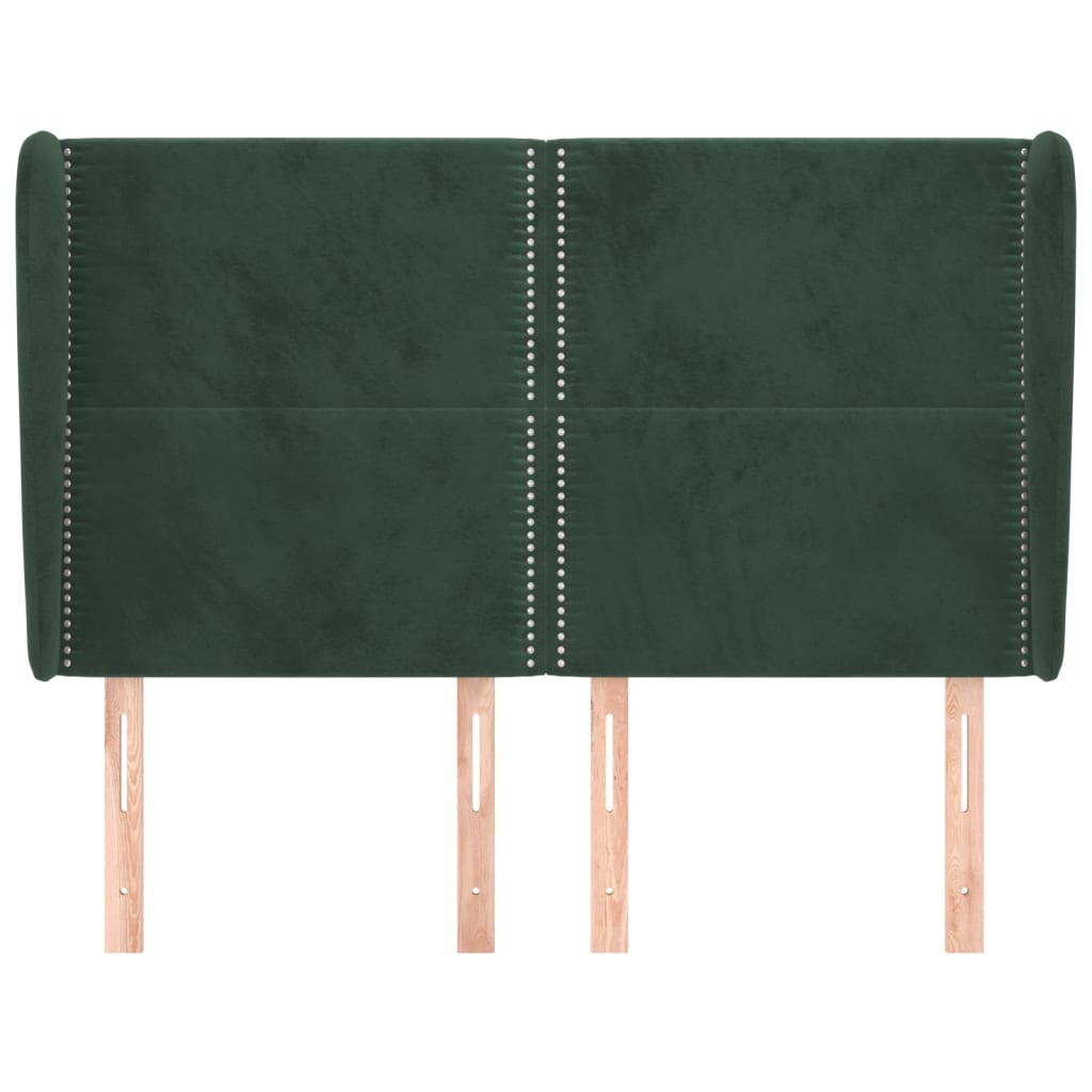 vidaXL Tăblie pat cu aripioare verde închis 147x23x118/128 cm catifea vidaXL Tăblie pat cu aripioare verde închis 147x23x118/128 cm catifea