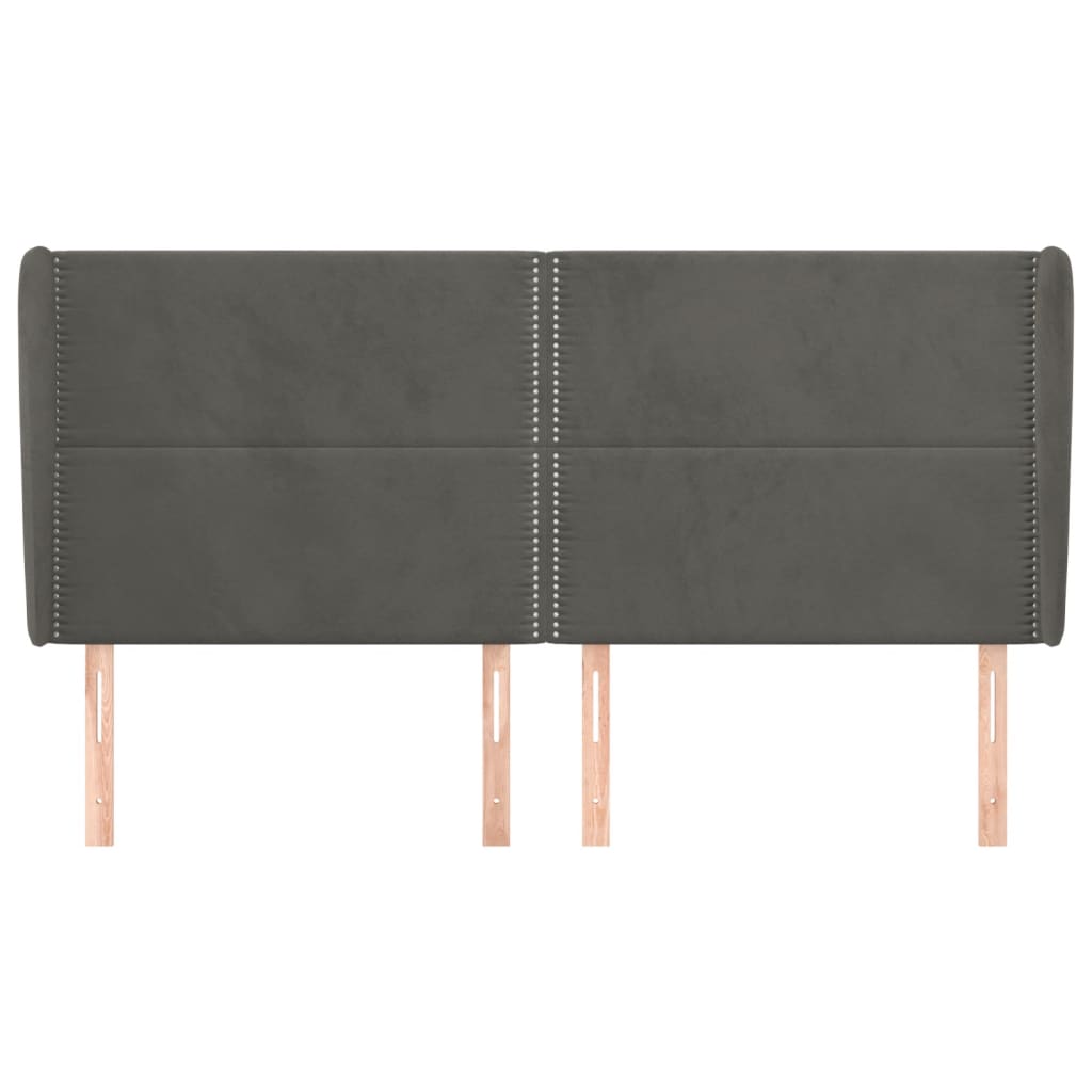vidaXL Tăblie de pat cu aripioare gri închis 163x23x118/128 cm catifea vidaXL Tăblie de pat cu aripioare gri închis 163x23x118/128 cm catifea