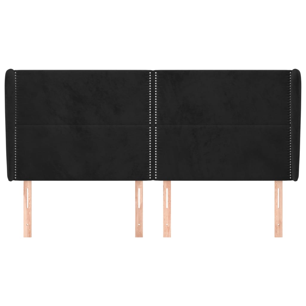 vidaXL Tăblie de pat cu aripioare, negru, 163x23x118/128 cm, catifea