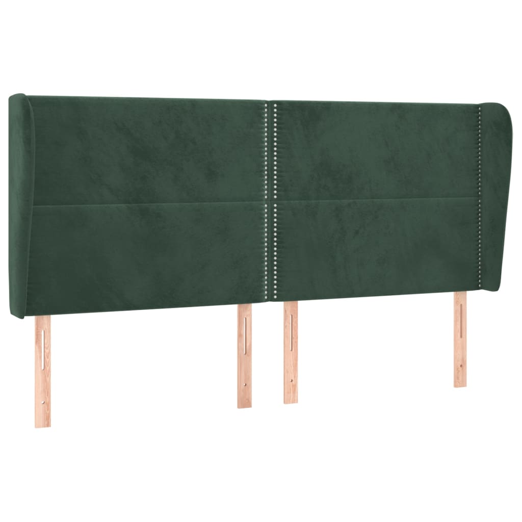 vidaXL Tăblie pat cu aripioare verde închis 163x23x118/128 cm catifea vidaXL Tăblie pat cu aripioare verde închis 163x23x118/128 cm catifea