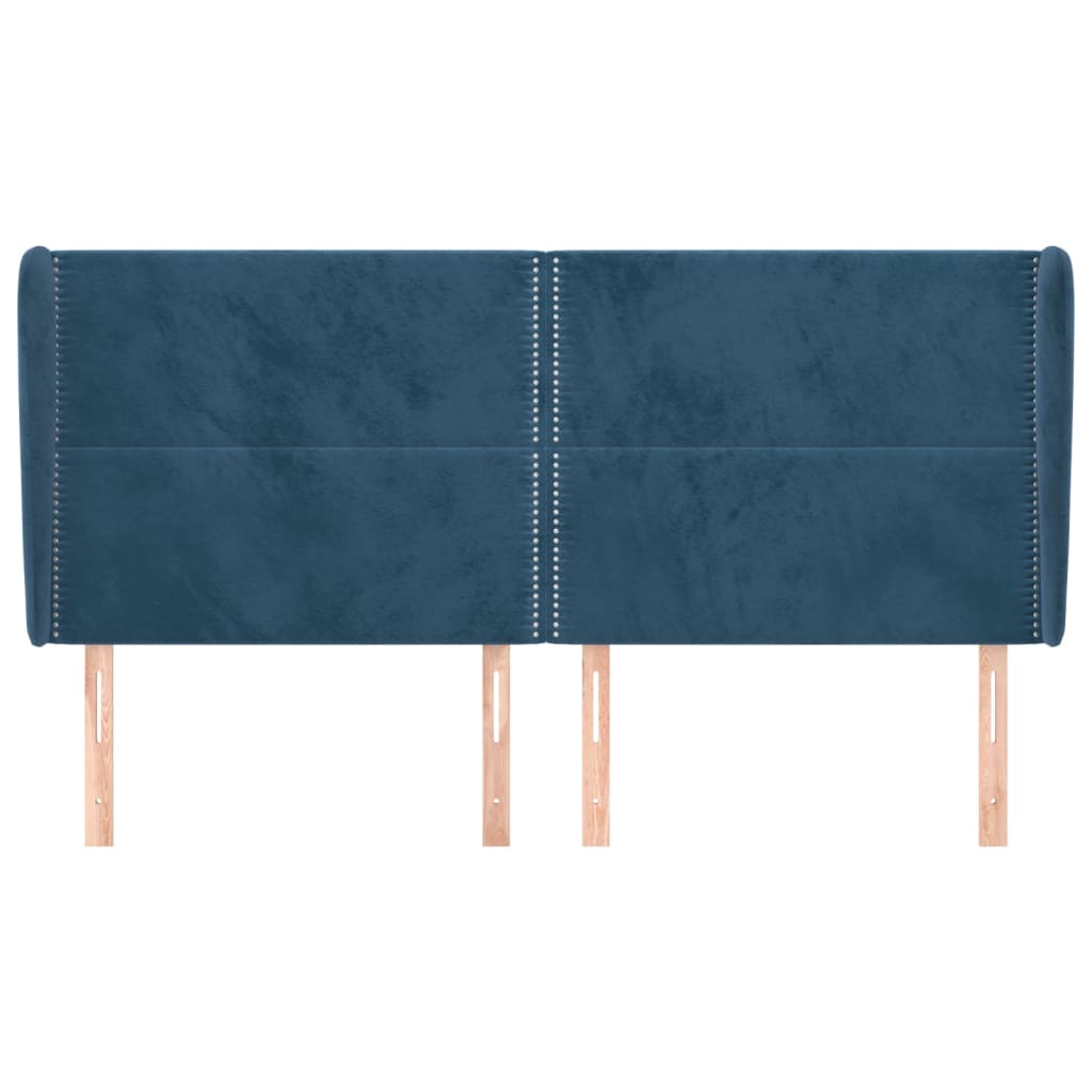 vidaXL Tăblie pat cu urechi albastru închis 163x23x118/128 cm catifea vidaXL Tăblie pat cu urechi albastru închis 163x23x118/128 cm catifea