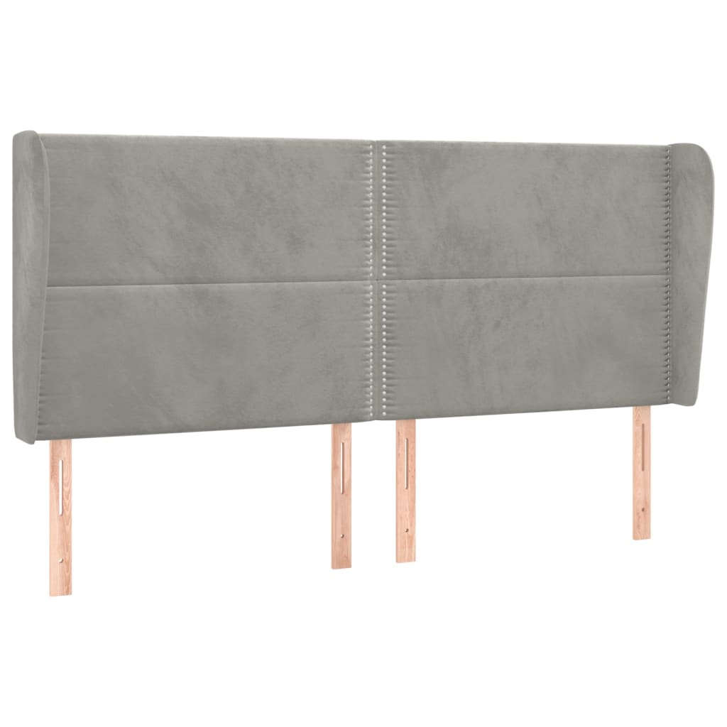 vidaXL Tăblie de pat cu aripioare gri deschis 183x23x118/128cm catifea vidaXL Tăblie de pat cu aripioare gri deschis 183x23x118/128cm catifea
