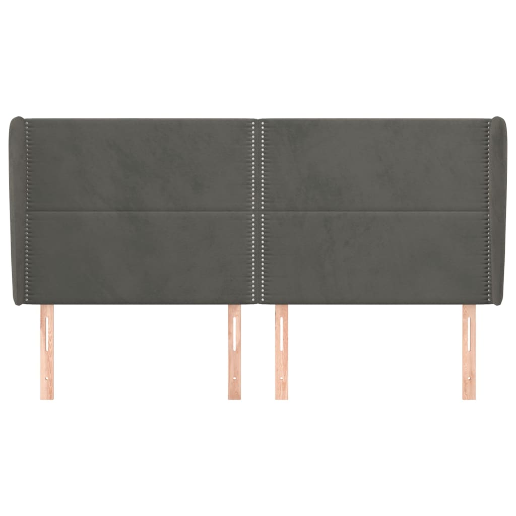 vidaXL Tăblie de pat cu aripioare gri închis 183x23x118/128 cm catifea vidaXL Tăblie de pat cu aripioare gri închis 183x23x118/128 cm catifea