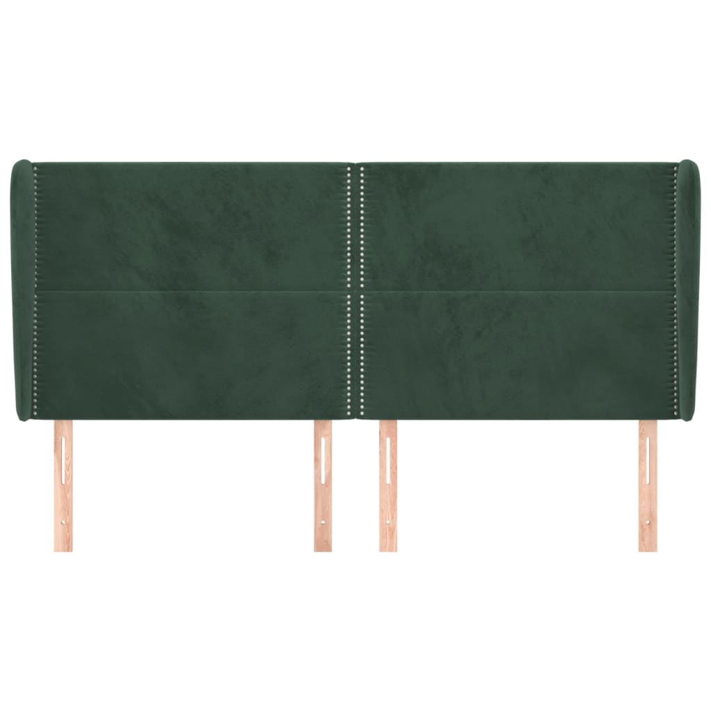 vidaXL Tăblie pat cu aripioare verde închis 183x23x118/128 cm catifea vidaXL Tăblie pat cu aripioare verde închis 183x23x118/128 cm catifea