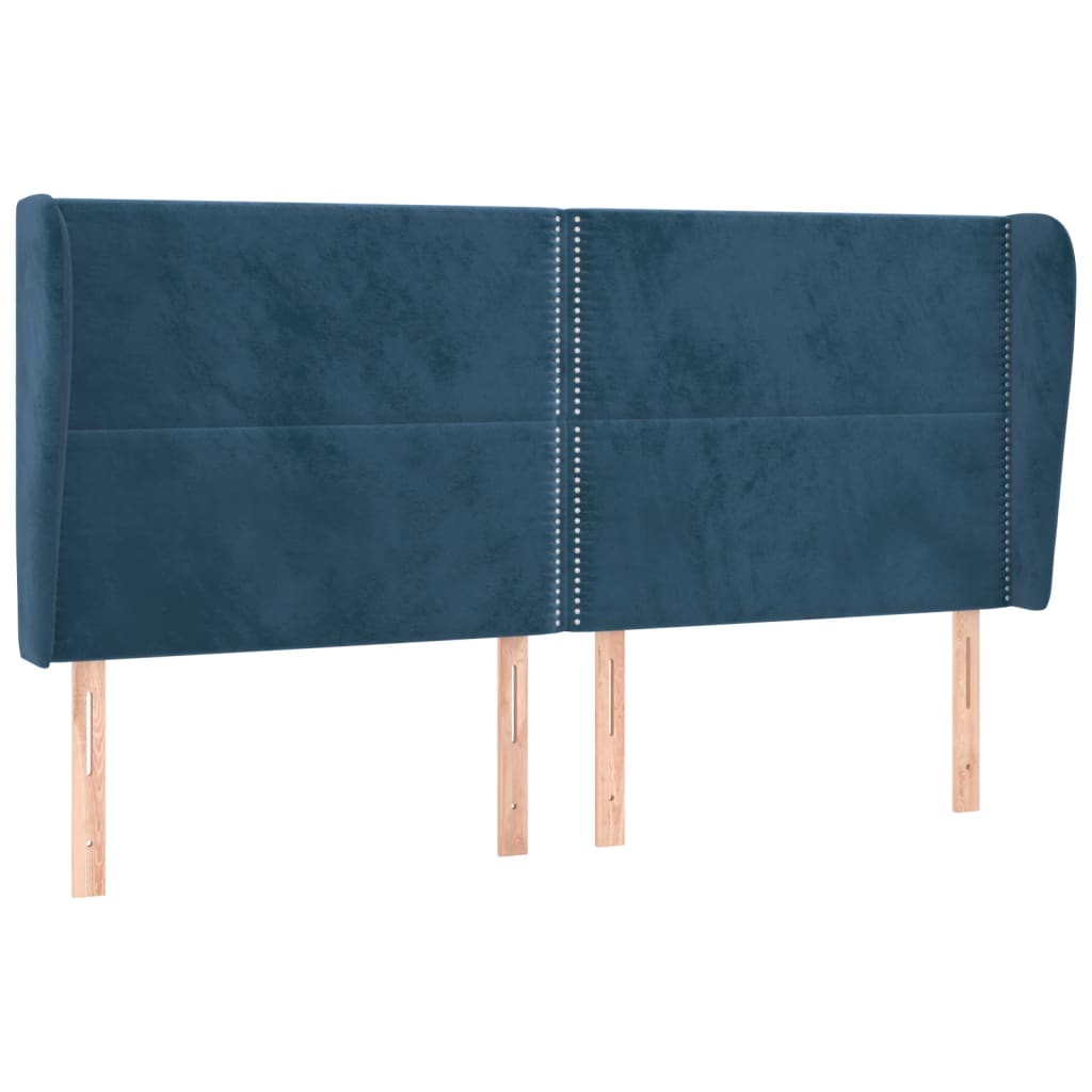 vidaXL Tăblie pat cu urechi albastru închis 183x23x118/128 cm catifea vidaXL Tăblie pat cu urechi albastru închis 183x23x118/128 cm catifea