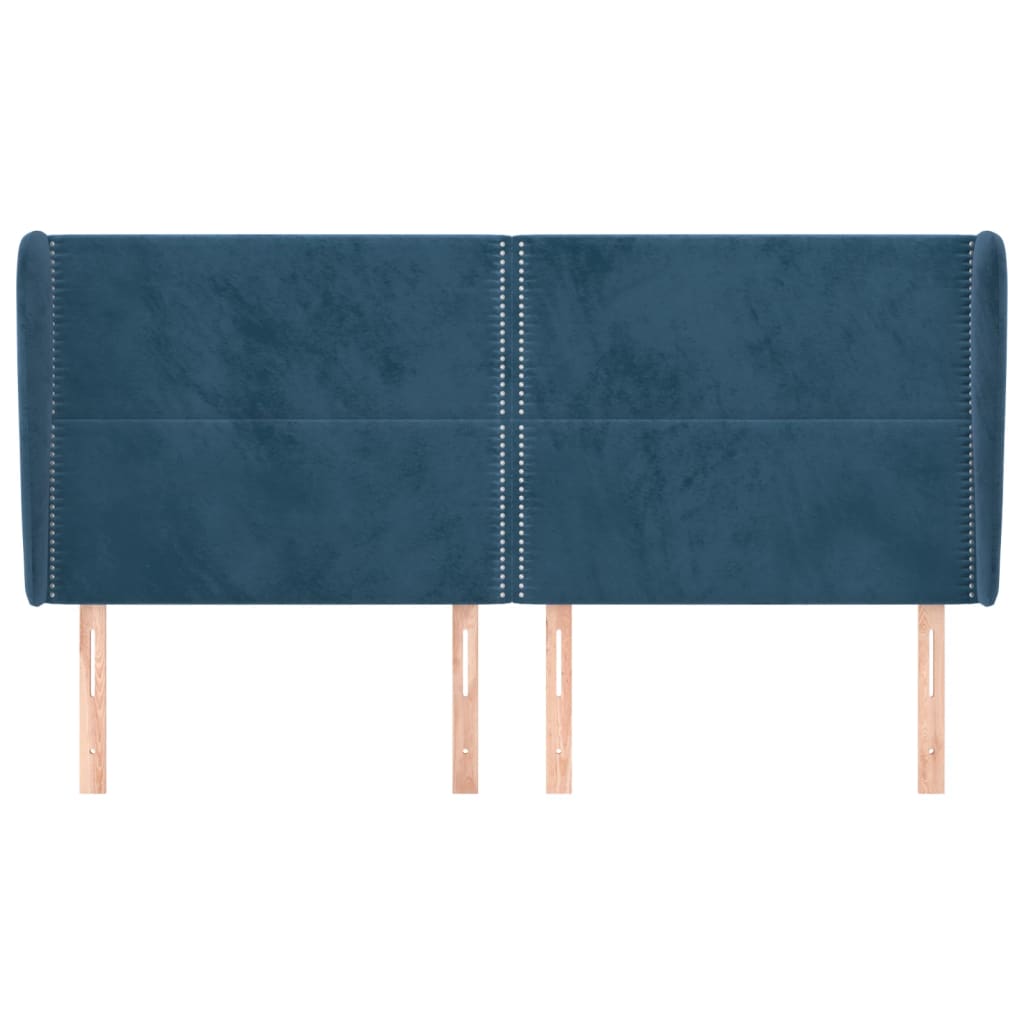 vidaXL Tăblie pat cu urechi albastru închis 183x23x118/128 cm catifea vidaXL Tăblie pat cu urechi albastru închis 183x23x118/128 cm catifea