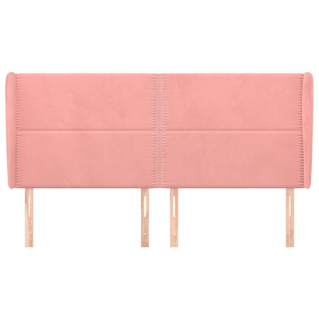 vidaXL Tăblie de pat cu aripioare, roz, 203x23x118/128 cm, catifea