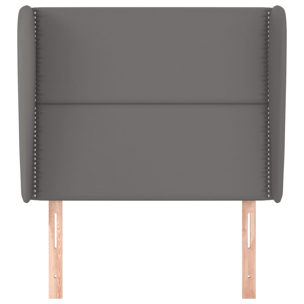 vidaXL Tăblie de pat cu aripioare, gri, 83x23x118/128 cm, piele eco vidaXL Tăblie de pat cu aripioare, gri, 83x23x118/128 cm, piele eco